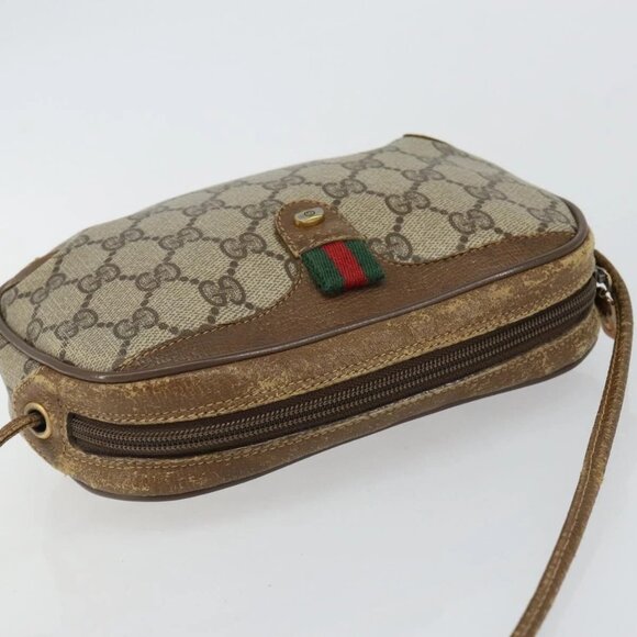 GUCCI GG Supreme Web Sherry Line Shoulder Bag PVC Beige 89 02 066 Auth 143576 - Picture 7 of 16